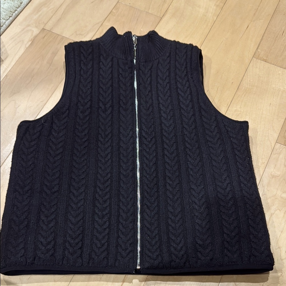 Joie cable knit sweater vest reversible to black puffer vest - size M